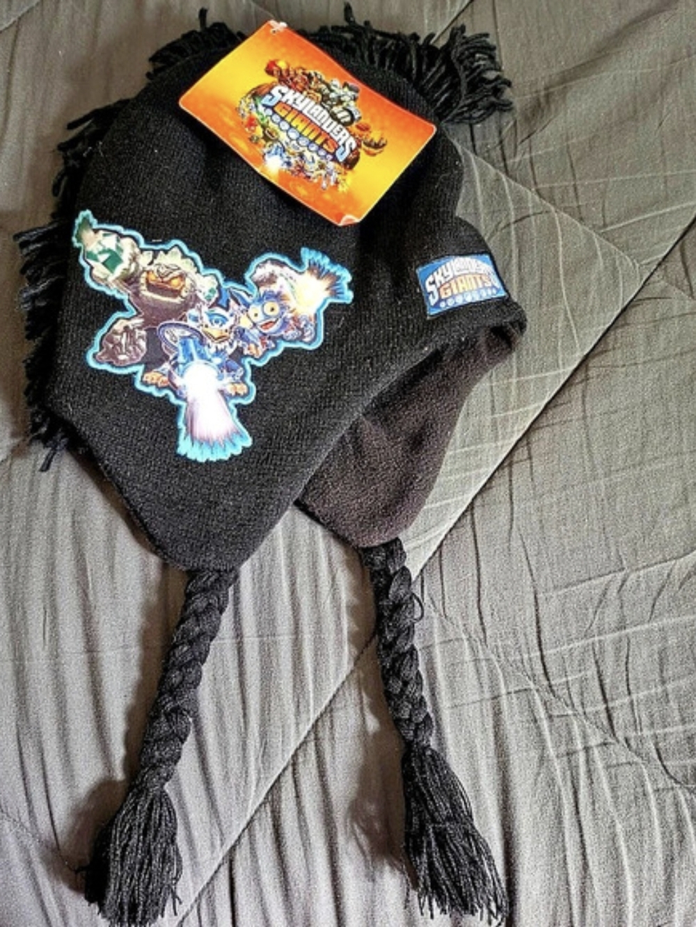 Activision Skylanders Giants Peruvian Beanie Hat with Mohawk and Braids Black